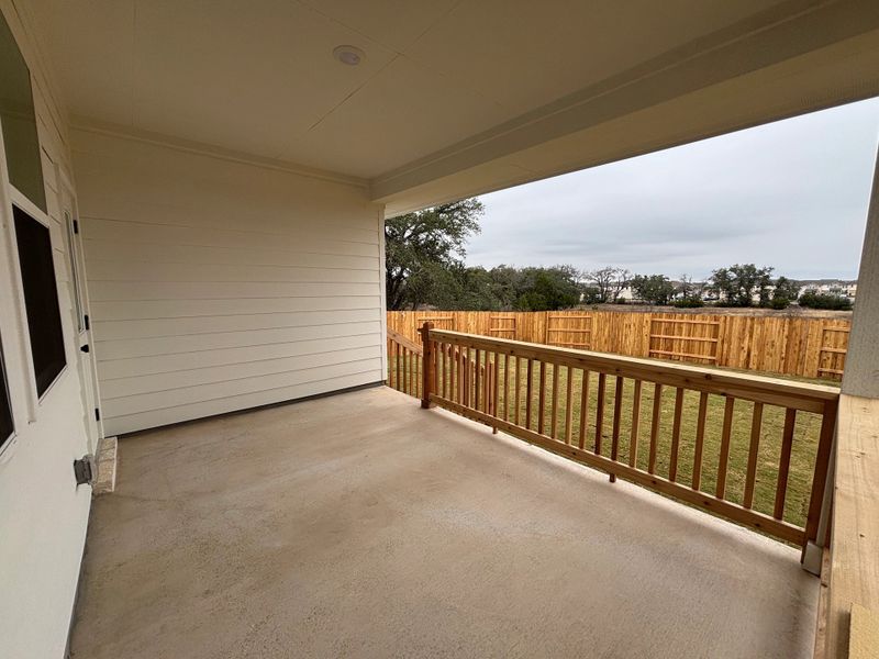 Exterior details and patio area of a home in Cannon Ranch 45s, Dripping Springs (Image 19).