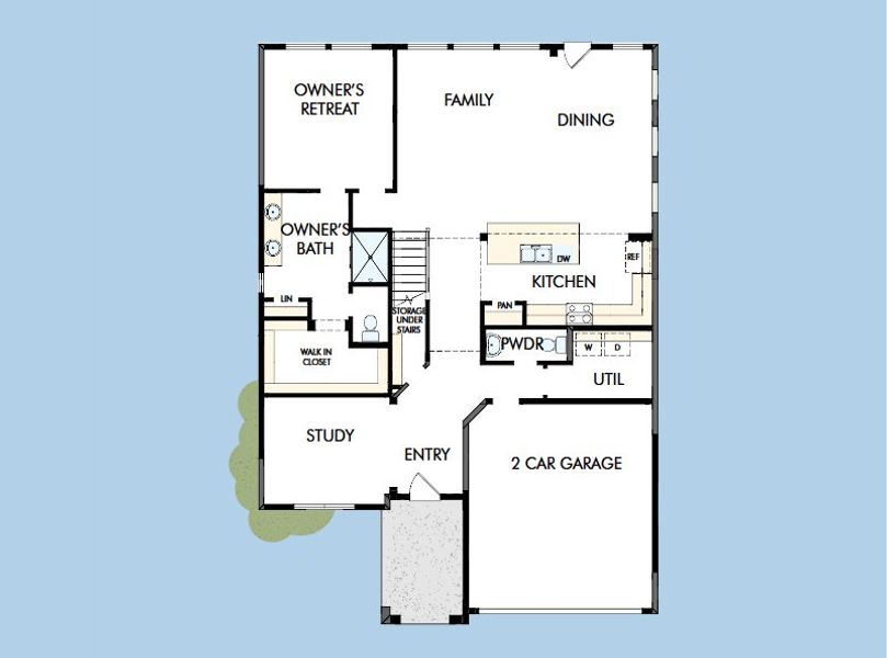 2D floor plan layout for the The Ayla by David Weekley Homes in Meyer Ranch – Select Reserve Series, Canyon Lake, TX (Image 4).