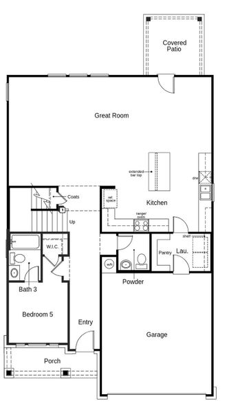 2D floor plan layout of this home in Salerno - Heritage Collection, Round Rock, TX (Image 3).