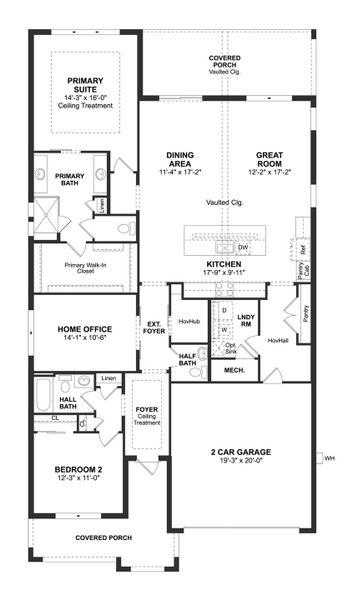 2D floor plan layout for the Stanwyck by K. Hovnanian® Homes in K. Hovnanian's® Four Seasons at Wylder, Port St. Lucie, FL (Image 3).