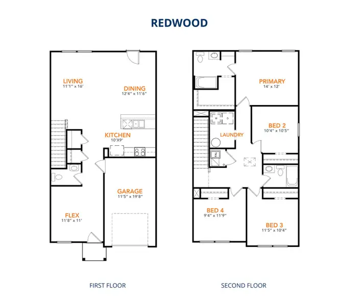 2D floor plan layout of this home in Summit Place, Eden, NC (Image 2).