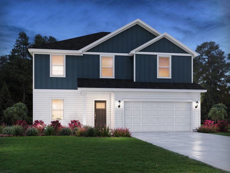 Front exterior of a new home in Avalon Place - Signature Series, Durham, NC, highlighting curb appeal (Image 1). Front exterior of a new home in Avalon Place - Signature Series, Durham, NC, highlighting curb appeal (Image 1).