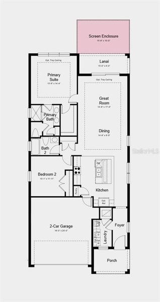 Floor Plan - Structural options added include: Tray ceiling package, extended screened in lanai, pre-plumb future sink at laundry, and whole house impact windows