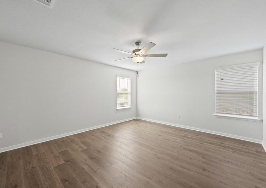 The master bedroom has plenty of room for king-sized furniture. The master bedroom has plenty of room for king-sized furniture.