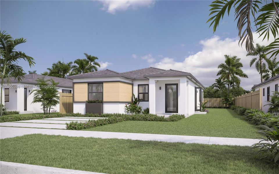 Front exterior of a new home in , Miami, FL, highlighting curb appeal (Image 9). Front exterior of a new home in , Miami, FL, highlighting curb appeal (Image 9).