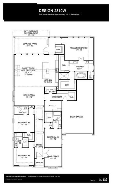 2D floor plan layout of this home in Terraces 62', Rockwall, TX (Image 2).