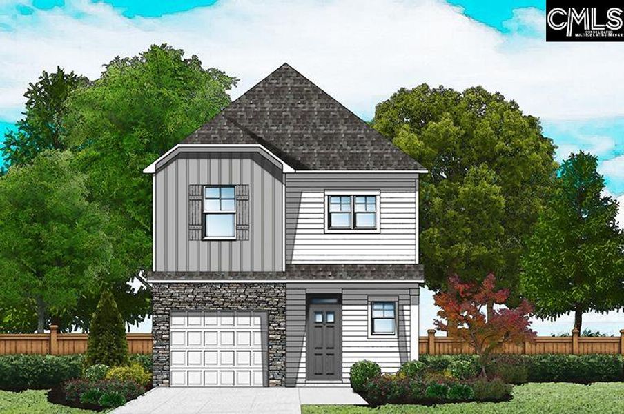 Exterior rendering of this home design in Blythewood Farms, Blythewood, SC (Image 2). Exterior rendering of this home design in Blythewood Farms, Blythewood, SC (Image 2).