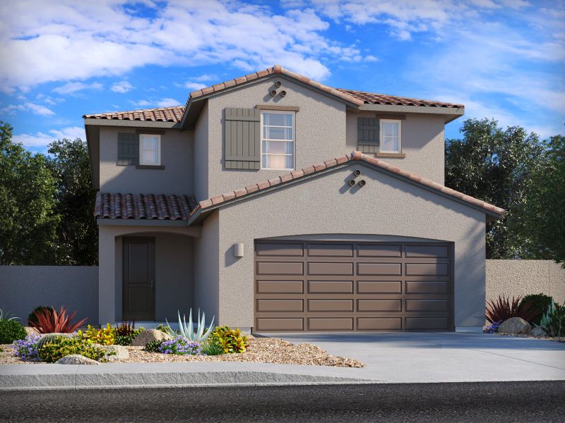 Representative exterior photo of a completed home built from the Citrine by Meritage Homes in Las Patrias at Star Valley Phase III - Signature Series, Tucson, AZ (Image 2). Representative exterior photo of a completed home built from the Citrine by Meritage Homes in Las Patrias at Star Valley Phase III - Signature Series, Tucson, AZ (Image 2).