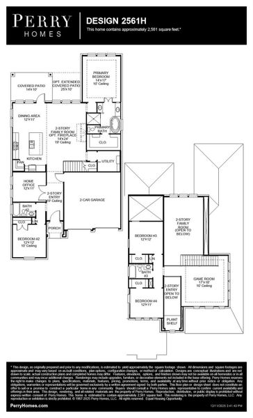 2D floor plan layout of this home in Parkside on the River West, Georgetown, TX (Image 2).