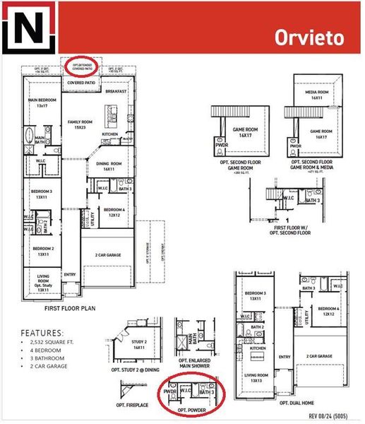 2D floor plan layout of this home in Sienna 45', 50', Missouri City, TX (Image 2).