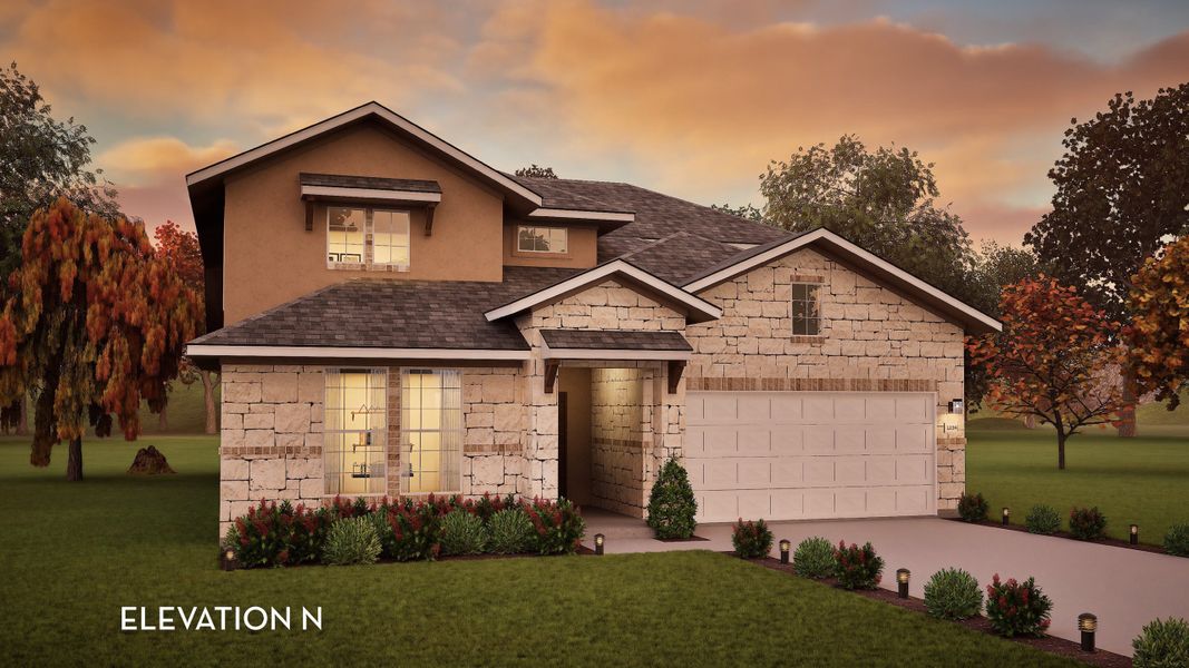 Representative exterior photo of a completed home built from the Yuma by CastleRock Communities in Lariat, Liberty Hill, TX (Image 18).