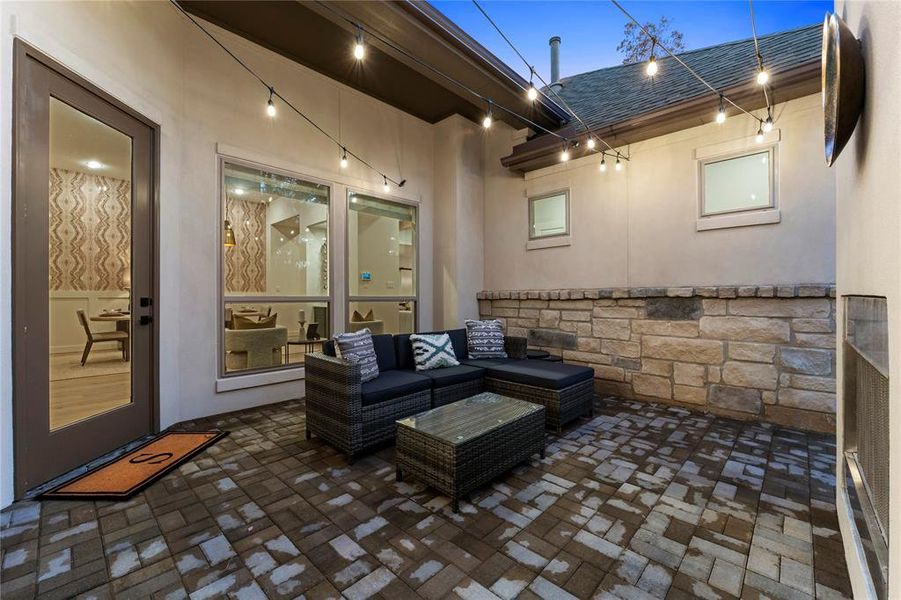 Open Patio with Fireplace  Across from Dining