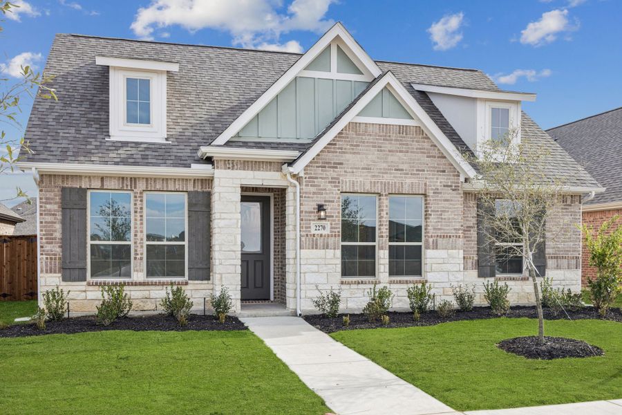 Front exterior of a new home in Dove Hollow, Waxahachie, TX, highlighting curb appeal (Image 18).