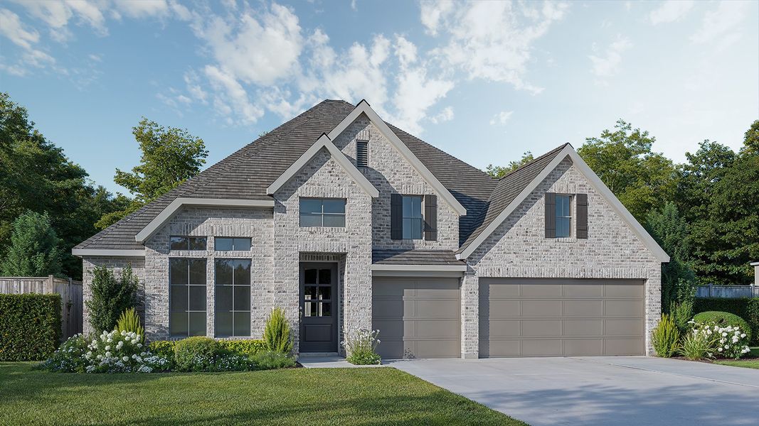 Representative exterior photo of a completed home built from the 2678P by Perry Homes in Audubon Park 60', Magnolia, TX (Image 2).
