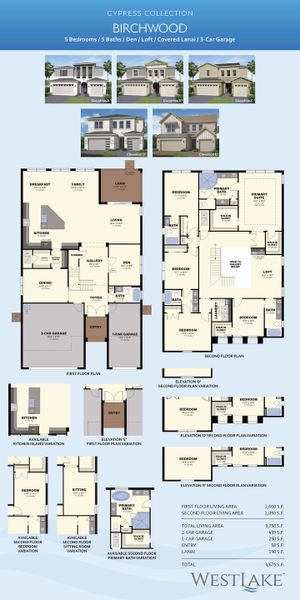 2D floor plan layout for the Birchwood by Minto Communities in Westlake, Loxahatchee, FL (Image 3).