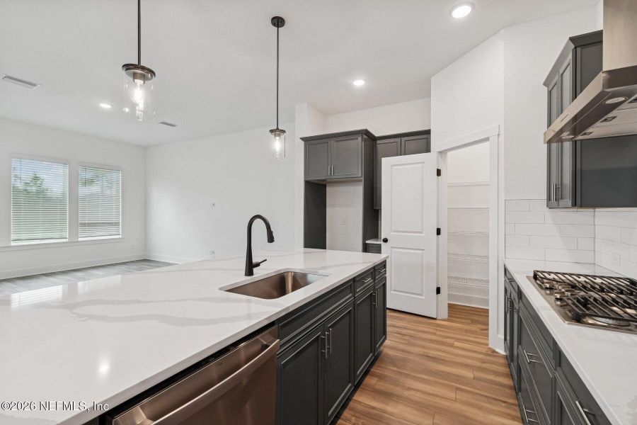 Furnished interior view inside a new home in Kettering at eTown - Paired Villas, Jacksonville (Image 5). Furnished interior view inside a new home in Kettering at eTown - Paired Villas, Jacksonville (Image 5).