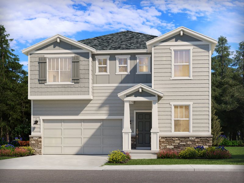 Representative exterior photo of a completed home built from the The Twin Peaks by Meritage Homes in Lorson Ranch : The Springs Collection, Colorado Springs, CO (Image 11).
