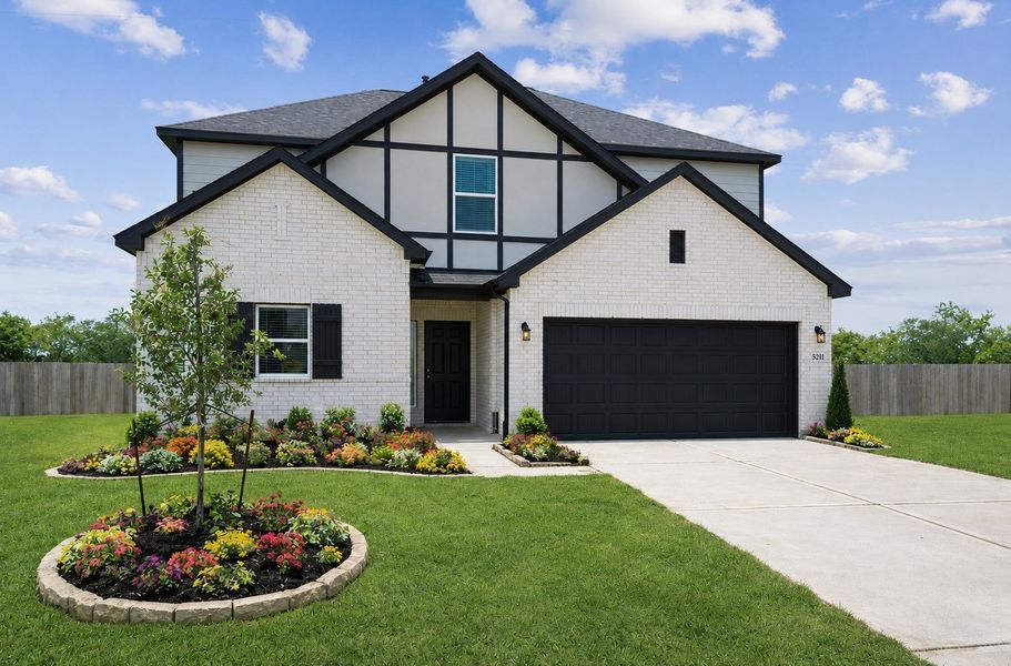 Front exterior of a new home in Rollingbrook Estates, Baytown, TX, highlighting curb appeal (Image 1). Front exterior of a new home in Rollingbrook Estates, Baytown, TX, highlighting curb appeal (Image 1).