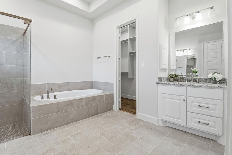 Separate sink areas make morning routines simple.