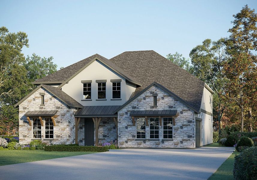 Representative exterior photo of a completed home built from the Roosevelt II 5237 by GFO Home in Sweetgrass, Haslet, TX (Image 7).