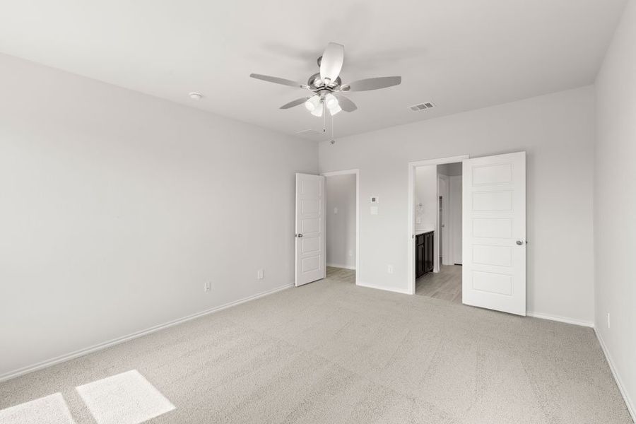 Front exterior of a new home in Keeneland, Aubrey, TX, highlighting curb appeal (Image 18).