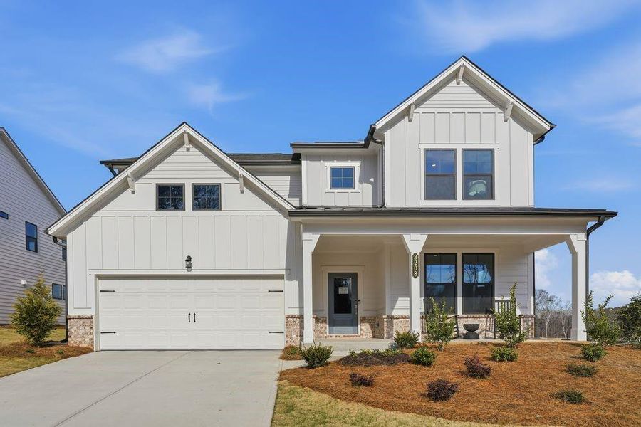 Front exterior of a new home in Reserve at Hickory Walk, Kennesaw, GA, highlighting curb appeal (Image 1). Front exterior of a new home in Reserve at Hickory Walk, Kennesaw, GA, highlighting curb appeal (Image 1).
