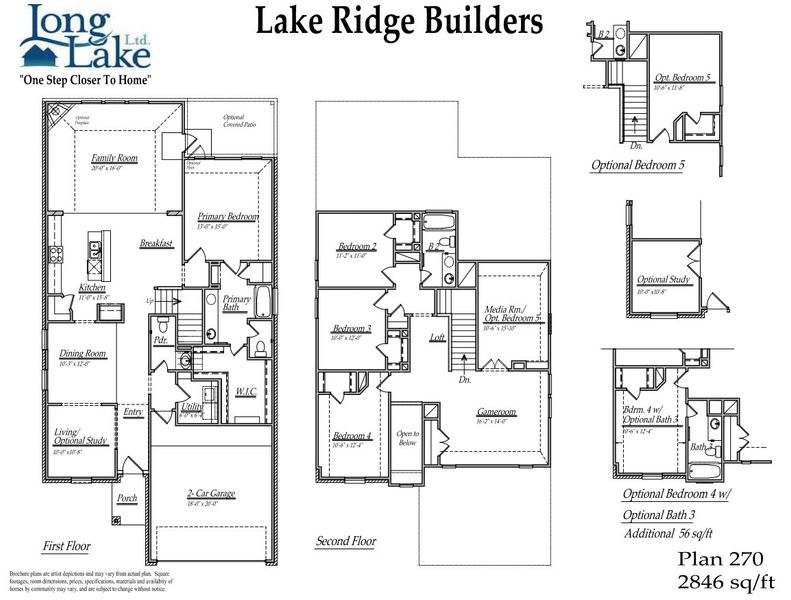 2D floor plan layout for the 270 by Long Lake Ltd. in Grand Magnolia, Magnolia, TX (Image 3).