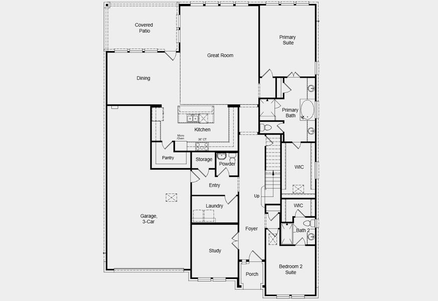 2D floor plan layout for the Rainey by Taylor Morrison in Silverleaf 60s, Cedar Creek, TX (Image 3).