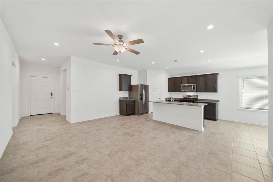 Kitchen open to Living room