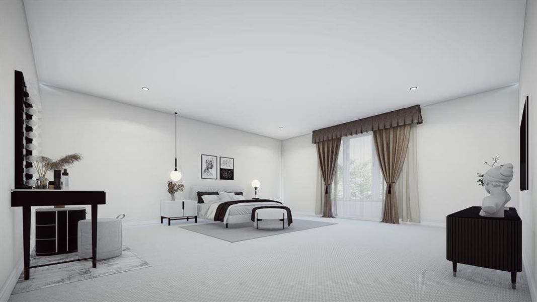 Bedroom with carpet and recessed lighting