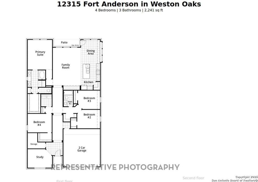 2D floor plan layout of this home in Weston Oaks, San Antonio, TX (Image 3).