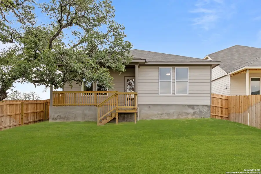 Front exterior of a new home in Hunter's Ranch, San Antonio, TX, highlighting curb appeal (Image 2). Front exterior of a new home in Hunter's Ranch, San Antonio, TX, highlighting curb appeal (Image 2).