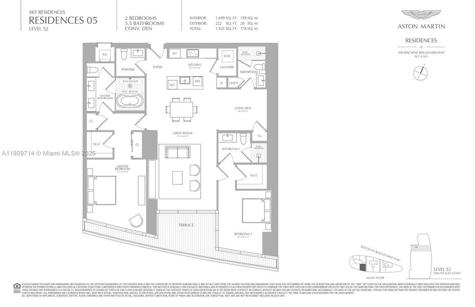 2D floor plan layout of this home in Aston Martin Residences, Miami, FL (Image 4).