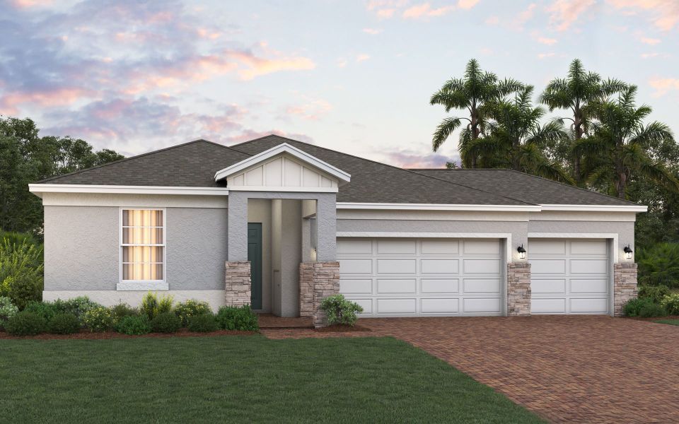 Hayden 3-Car Elevation 2 with Stone