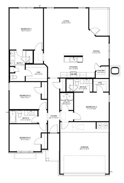 2D floor plan layout of this home in Mesa Ridge, Temple, TX (Image 3). 2D floor plan layout of this home in Mesa Ridge, Temple, TX (Image 3).