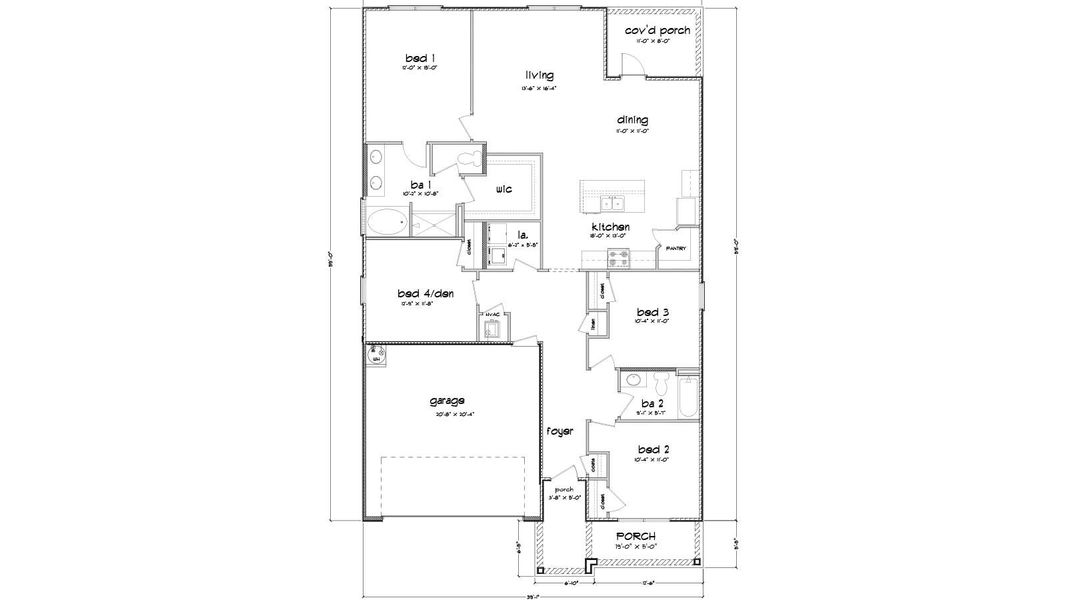 2D floor plan layout for the Cali by D.R. Horton in Sunny Hills, Chipley, FL (Image 5). 2D floor plan layout for the Cali by D.R. Horton in Sunny Hills, Chipley, FL (Image 5).