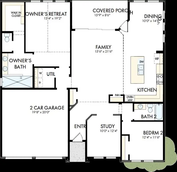 2D floor plan layout of this home in Elements at Viridian - Garden Series, Arlington, TX (Image 2). 2D floor plan layout of this home in Elements at Viridian - Garden Series, Arlington, TX (Image 2).