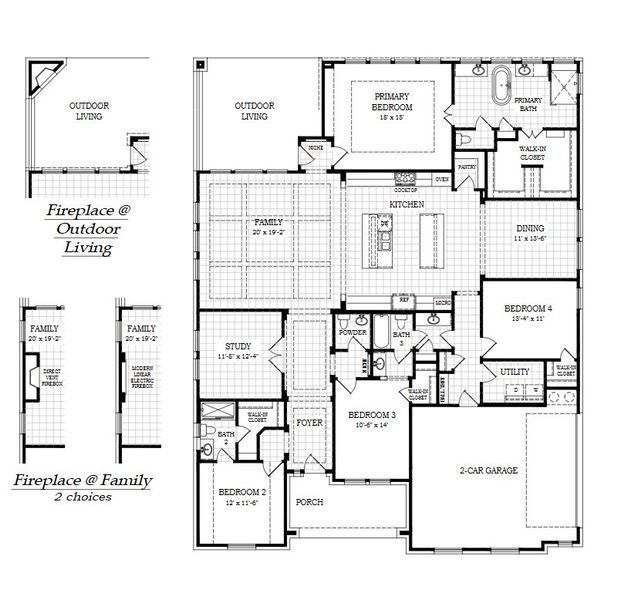 2D floor plan layout for the Adelaide by Chesmar Homes in Caliza Reserve, Boerne, TX (Image 4). 2D floor plan layout for the Adelaide by Chesmar Homes in Caliza Reserve, Boerne, TX (Image 4).