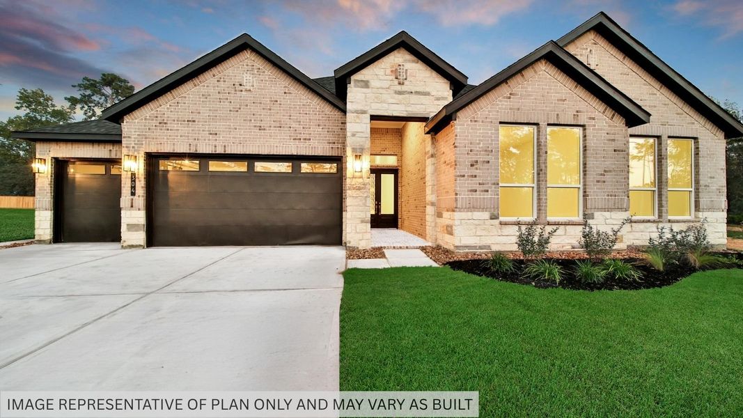Representative exterior photo of a completed home built from the H60B by D.R. Horton in Butlers Bend Estates, Pinehurst, TX (Image 23). Representative exterior photo of a completed home built from the H60B by D.R. Horton in Butlers Bend Estates, Pinehurst, TX (Image 23).
