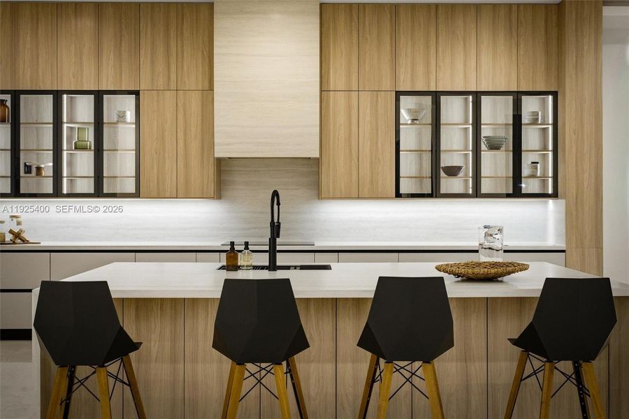 Custom Kitchen Cabinetry | Black Hardware | Under-Cabinet Lighting | Designer Finishes Custom Kitchen Cabinetry | Black Hardware | Under-Cabinet Lighting | Designer Finishes