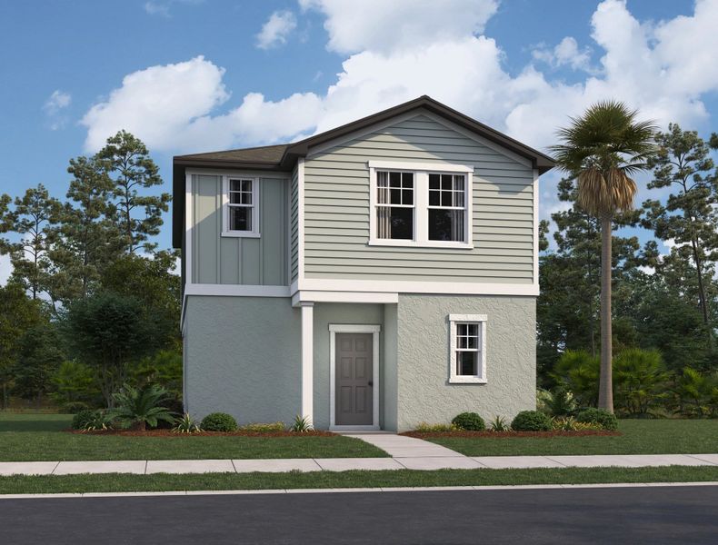 Front exterior of a new home in Hawks Run, Kissimmee, FL, highlighting curb appeal (Image 1). Front exterior of a new home in Hawks Run, Kissimmee, FL, highlighting curb appeal (Image 1).