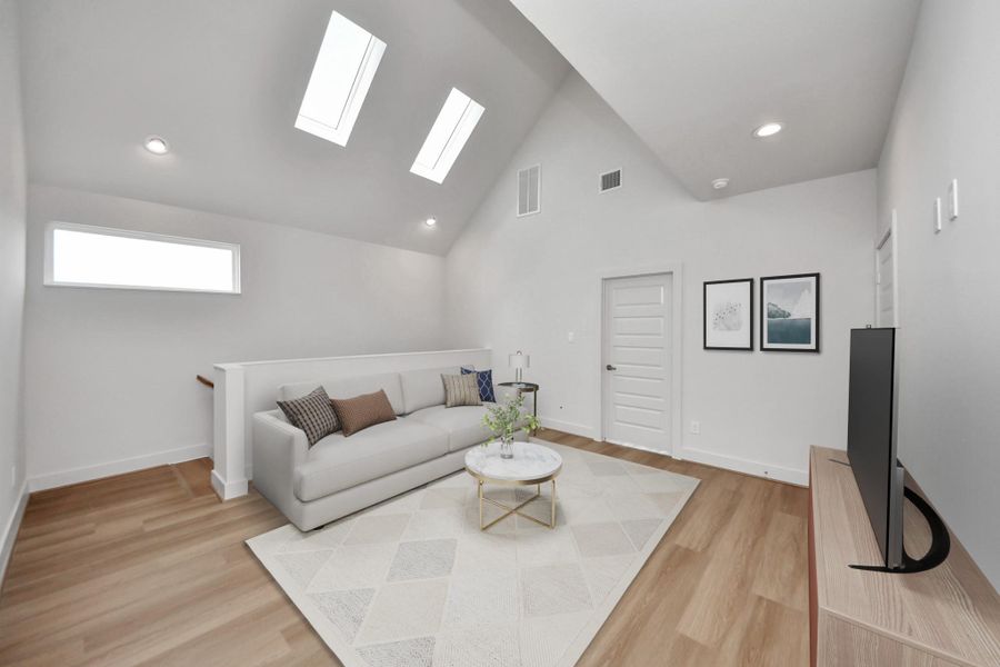 Virtually staged family room