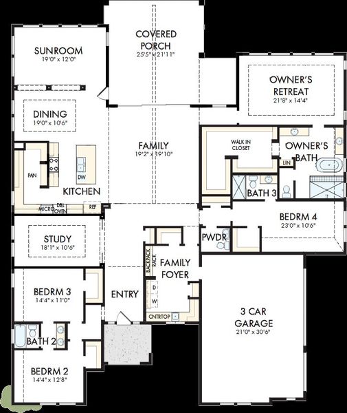 2D floor plan layout of this home in Northshore at Lakewood Village - Estate Series, Lakewood Village, TX (Image 2). 2D floor plan layout of this home in Northshore at Lakewood Village - Estate Series, Lakewood Village, TX (Image 2).