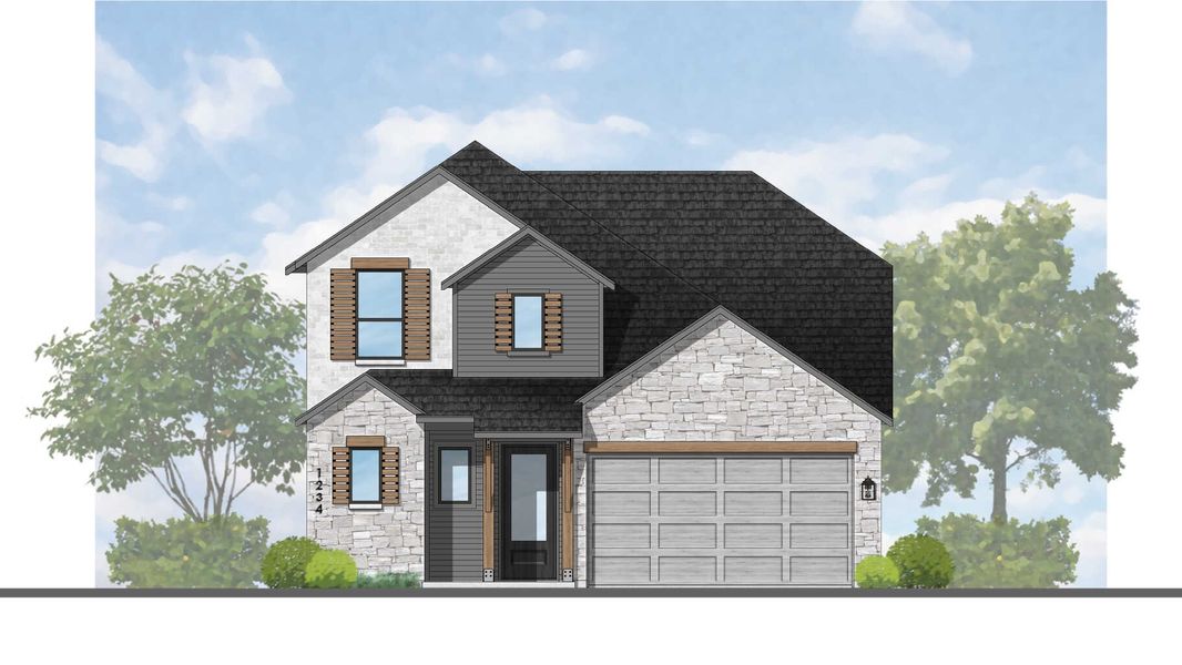 Representative rendering of the exterior for the Panamera Plan by Highland Homes (Image 4).