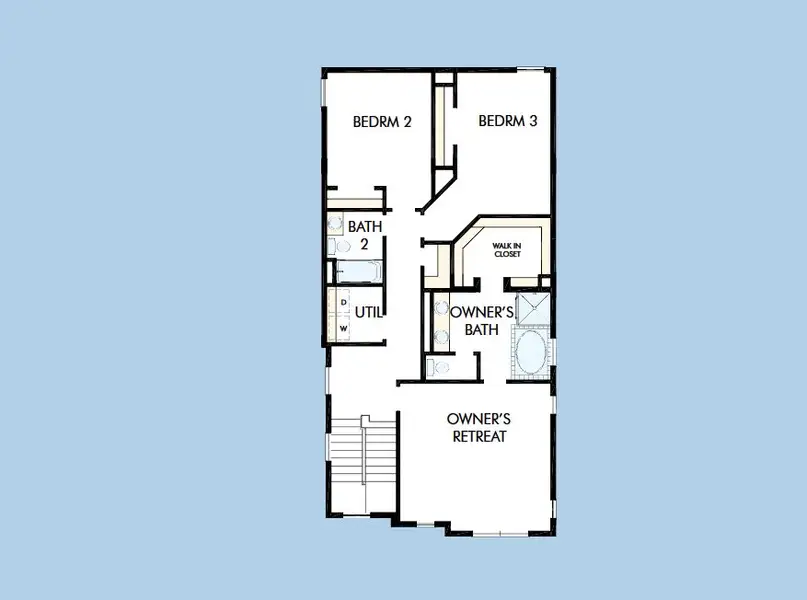 2D floor plan layout for the The Hammerly by David Weekley Homes in Jubilee - Cottages Row Collection, Hockley, TX (Image 3).