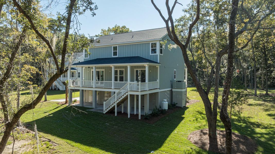 Exterior details and patio area of a home in Meggett Homes, Meggett (Image 2).