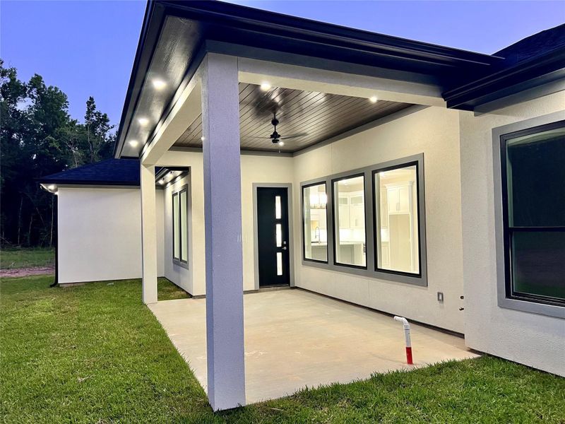 20X11 Back Covered Porch with 11' Ft. Wood-Ceilings, Exterior Ceiling Fan with Can Lights. 20X11 Back Covered Porch with 11' Ft. Wood-Ceilings, Exterior Ceiling Fan with Can Lights.