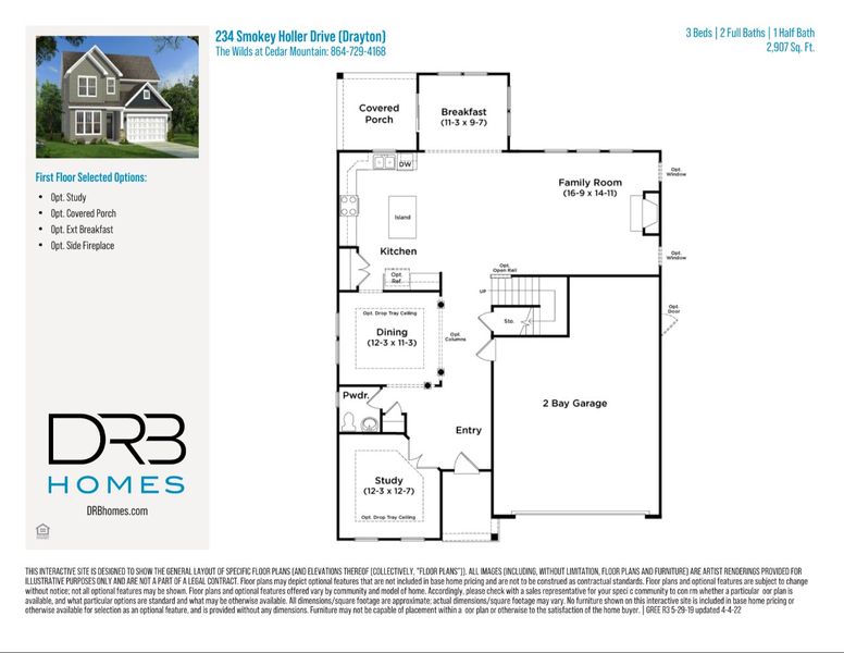 2D floor plan layout of this home in The Wilds at Cedar Mountain, Asheville, NC (Image 3).