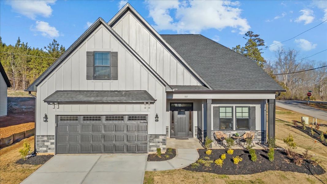 Representative exterior photo of a completed home built from the Audrey II by Great Southern Homes in Collins Cove, Chapin, SC (Image 23).