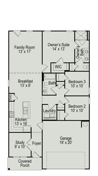 2D floor plan layout of this home in Trails at Woodhaven Lakes 45's, La Marque, TX (Image 1).